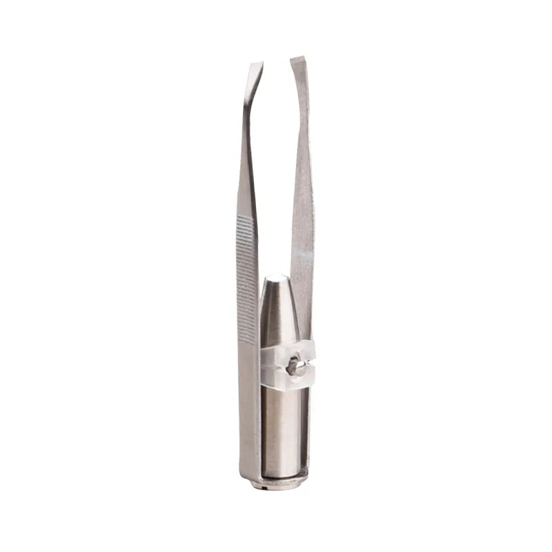 1 pince à épiler portable en acier inoxydable, design intelligent, avec lumière LED, outil de maquillage