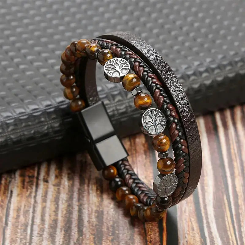 Bracelet classique en cuir pour homme Nouveau style tissé à la main Combinaison multicouche
Accessoire de mode, bijou pour homme