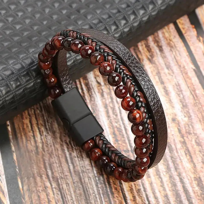 Bracelet classique en cuir pour homme Nouveau style tissé à la main Combinaison multicouche
Accessoire de mode, bijou pour homme