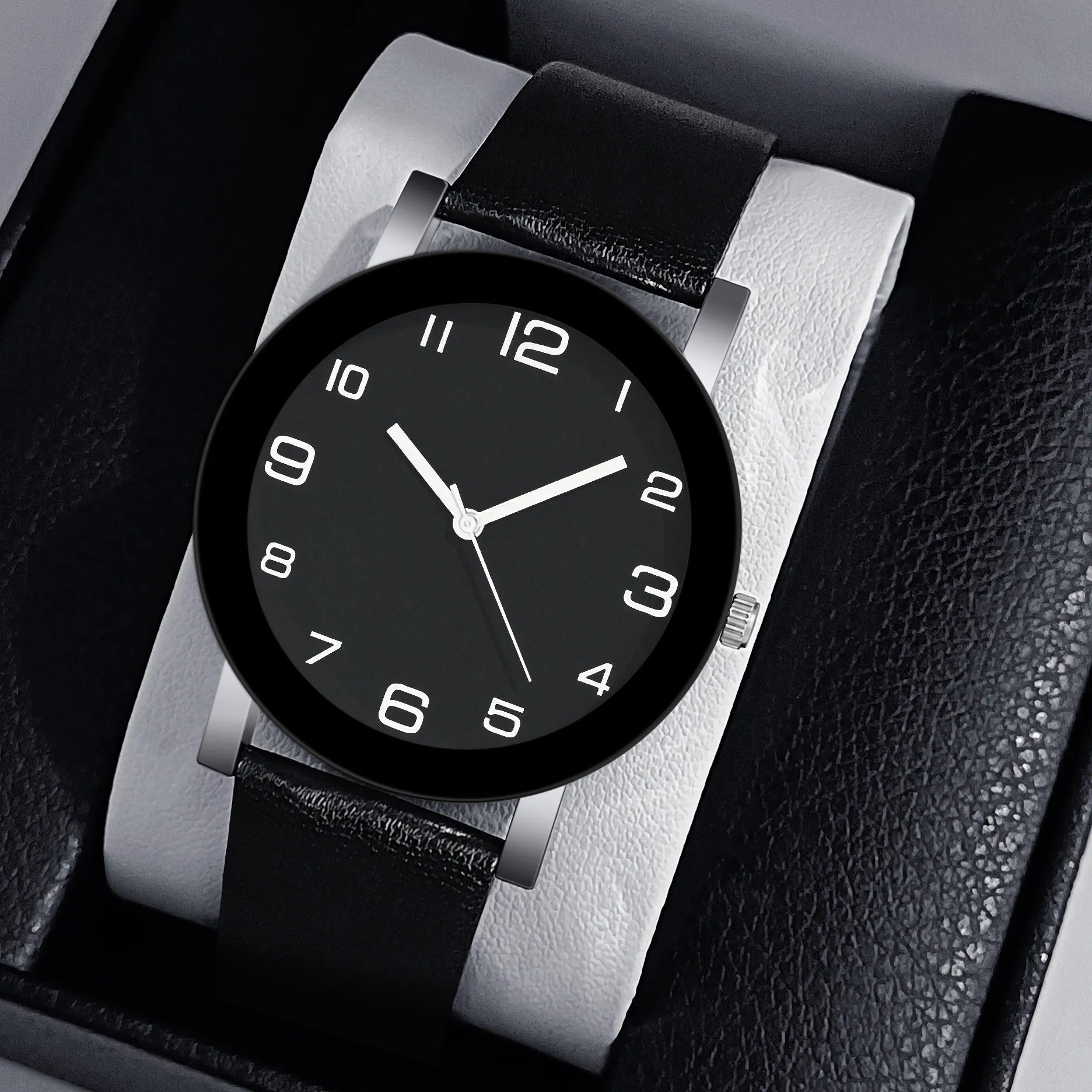 Montre homme de luxe de marque, décontractée, en cuir, à quartz, cadran rond simple, montre-bracelet pour homme, cadeau, montre homme