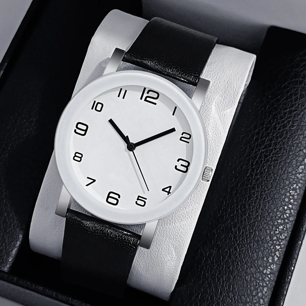 Montre homme de luxe de marque, décontractée, en cuir, à quartz, cadran rond simple, montre-bracelet pour homme, cadeau, montre homme