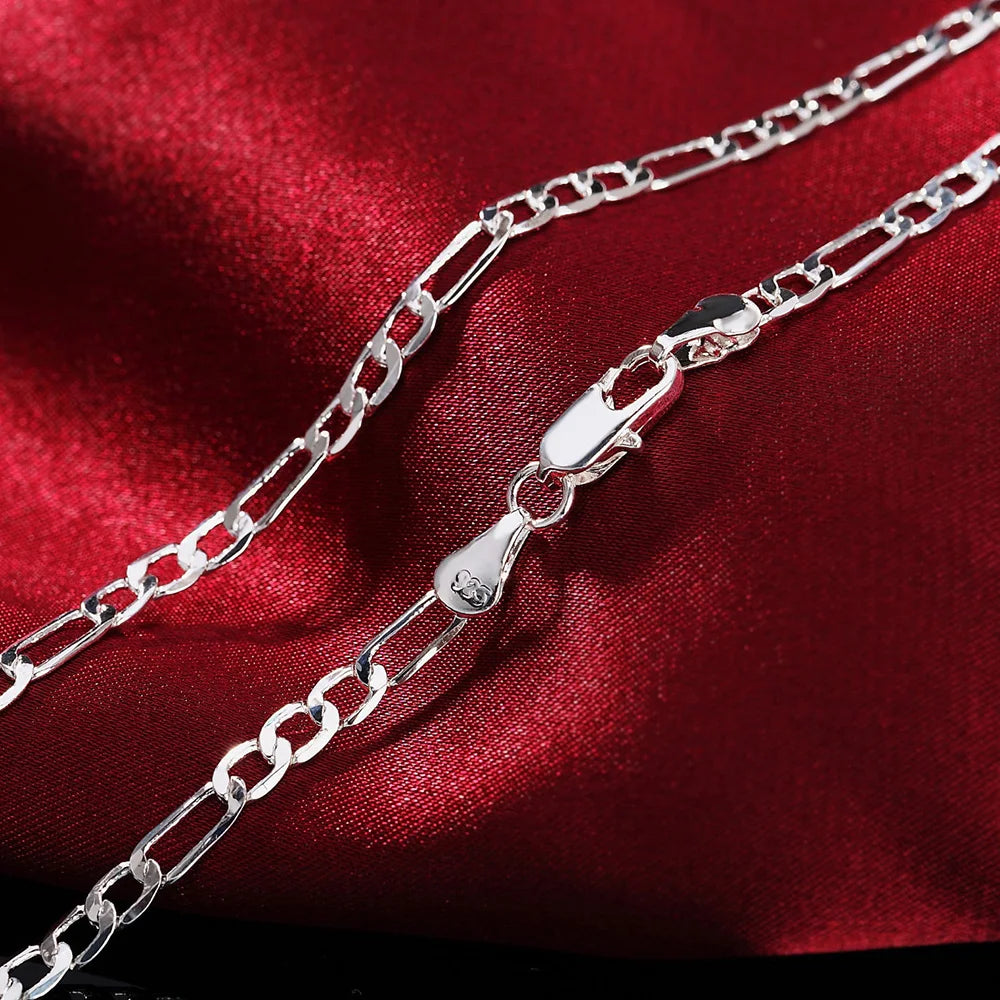 Noble nouvelle arrivée chaîne en argent sterling 925 de 4 mm pour hommes et femmes bracelet collier ensemble de bijoux cadeaux de Noël pour femme breloques mariage