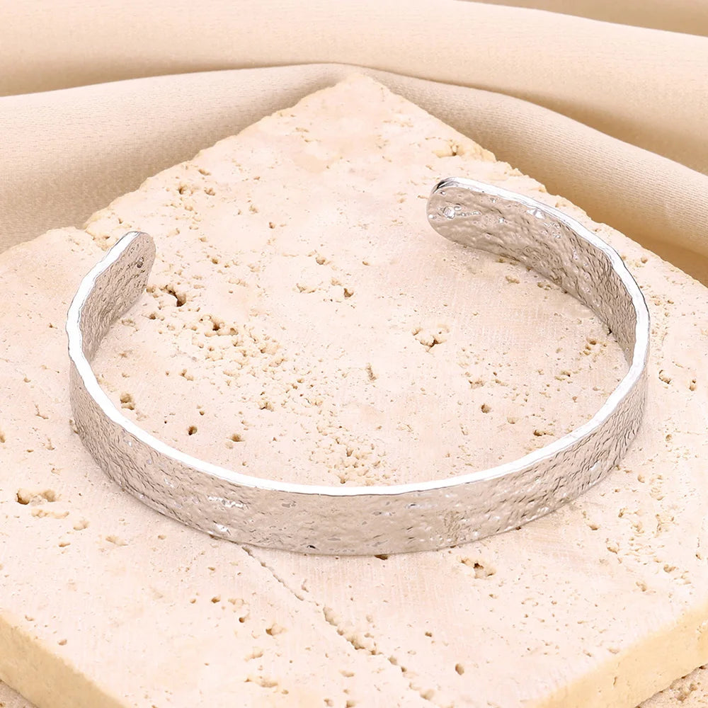 Bracelet vintage irrégulier pour femme, en acier inoxydable couleur or, manchette ouverte, bijou de luxe exquis, cadeau