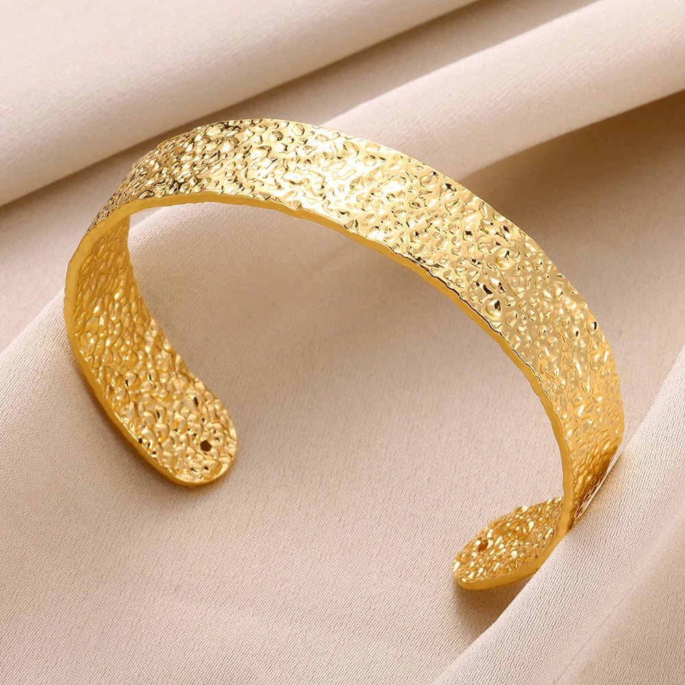 Bracelet vintage irrégulier pour femme, en acier inoxydable couleur or, manchette ouverte, bijou de luxe exquis, cadeau