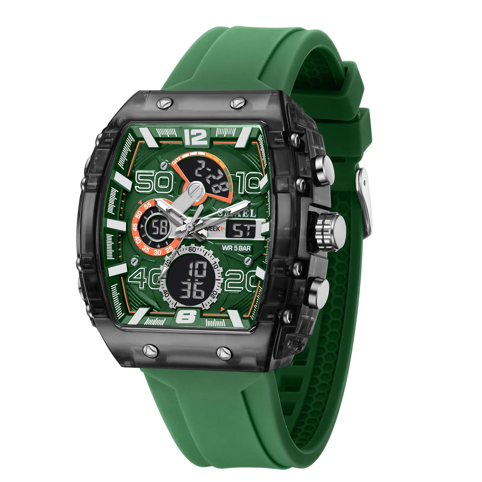 Montre électronique neuve, carrée, à double affichage, étanche, lumineuse, multicolore, pour homme