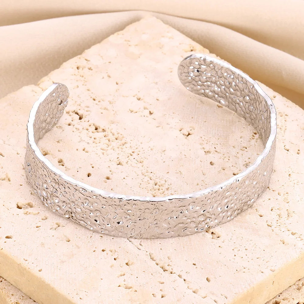 Bracelet vintage irrégulier pour femme, en acier inoxydable couleur or, manchette ouverte, bijou de luxe exquis, cadeau