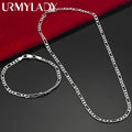 Noble nouvelle arrivée chaîne en argent sterling 925 de 4 mm pour hommes et femmes bracelet collier ensemble de bijoux cadeaux de Noël pour femme breloques mariage