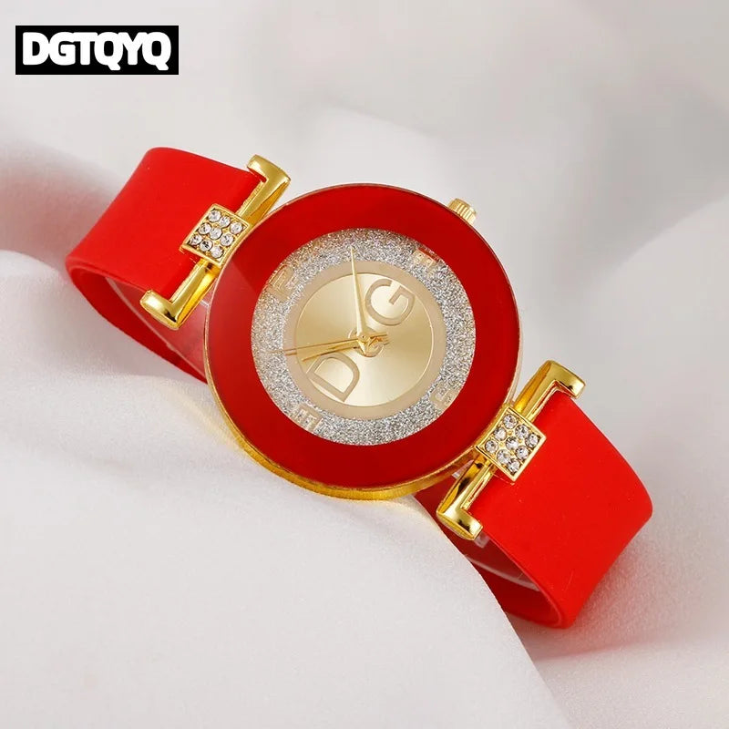 Montre de luxe pour femme, bracelet en silicone avec diamants, montre à quartz numérique pour femme