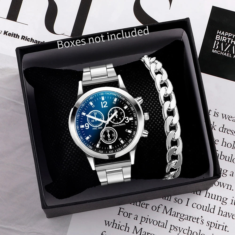 1/2PCS Montres d'affaires pour hommes Montre à quartz à bracelet en acier pour hommes avec bracelet (boîte non incluse)