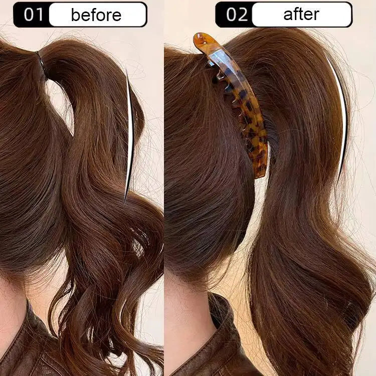Pince à cheveux banane écaille de tortue, épingle à cheveux en forme de poisson pour femmes, accessoires de cheveux, pinces à cheveux torsadées, barrettes pour queue de cheval, coiffure