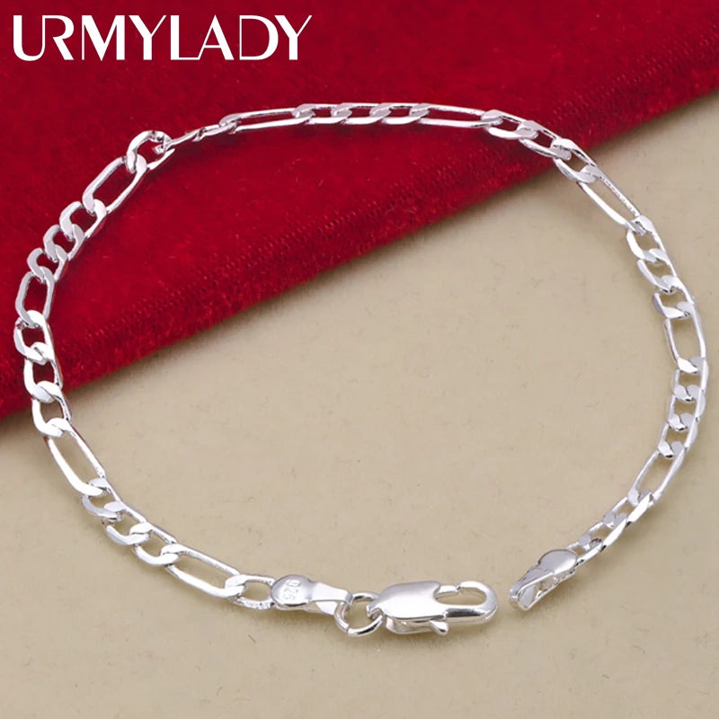 Noble nouvelle arrivée chaîne en argent sterling 925 de 4 mm pour hommes et femmes bracelet collier ensemble de bijoux cadeaux de Noël pour femme breloques mariage