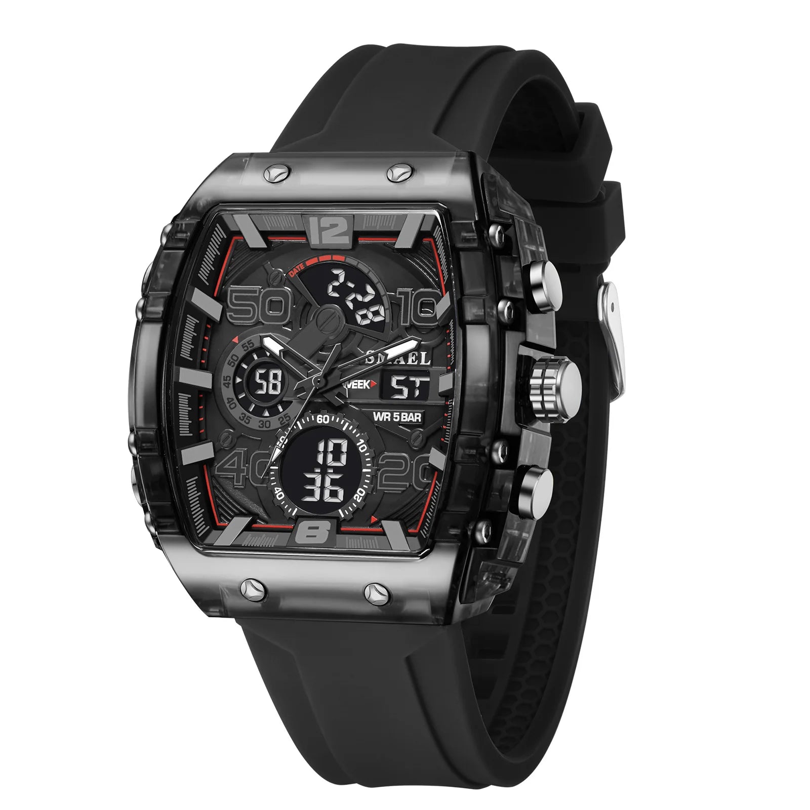 Montre électronique neuve, carrée, à double affichage, étanche, lumineuse, multicolore, pour homme
