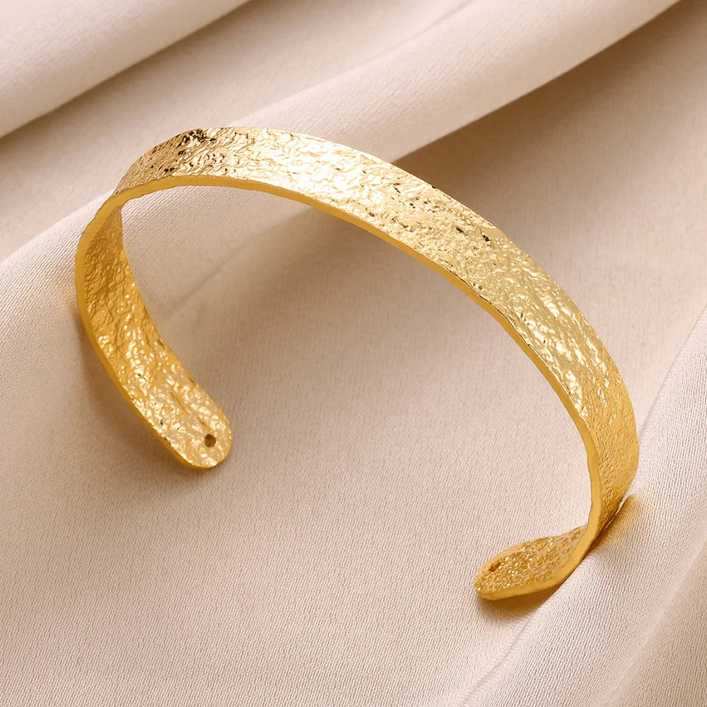 Bracelet vintage irrégulier pour femme, en acier inoxydable couleur or, manchette ouverte, bijou de luxe exquis, cadeau