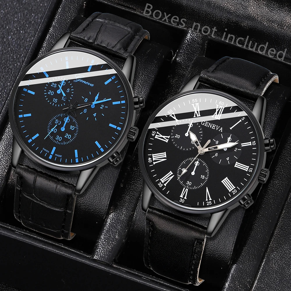 Ensemble de 1/2 montres en cuir décontractées et élégantes pour couple, cadran simple, montres-bracelets à quartz pour femmes, montres habillées
