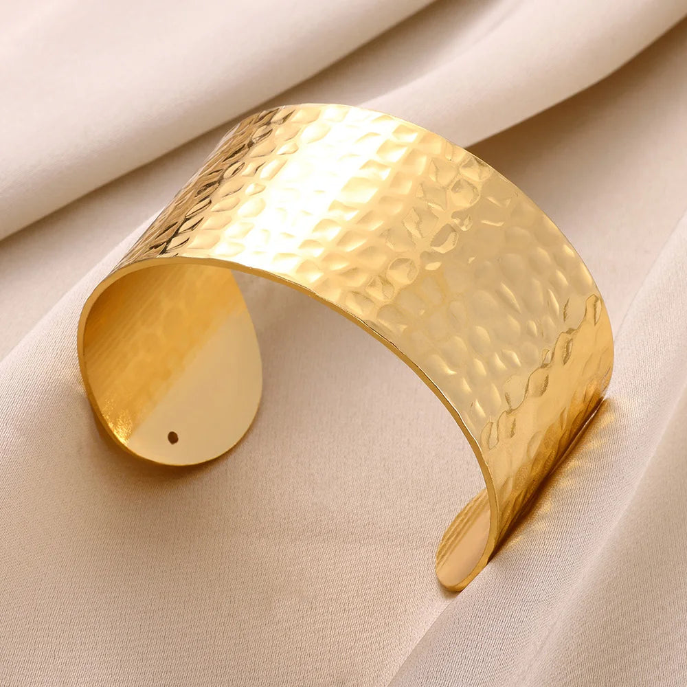 Bracelet vintage irrégulier pour femme, en acier inoxydable couleur or, manchette ouverte, bijou de luxe exquis, cadeau