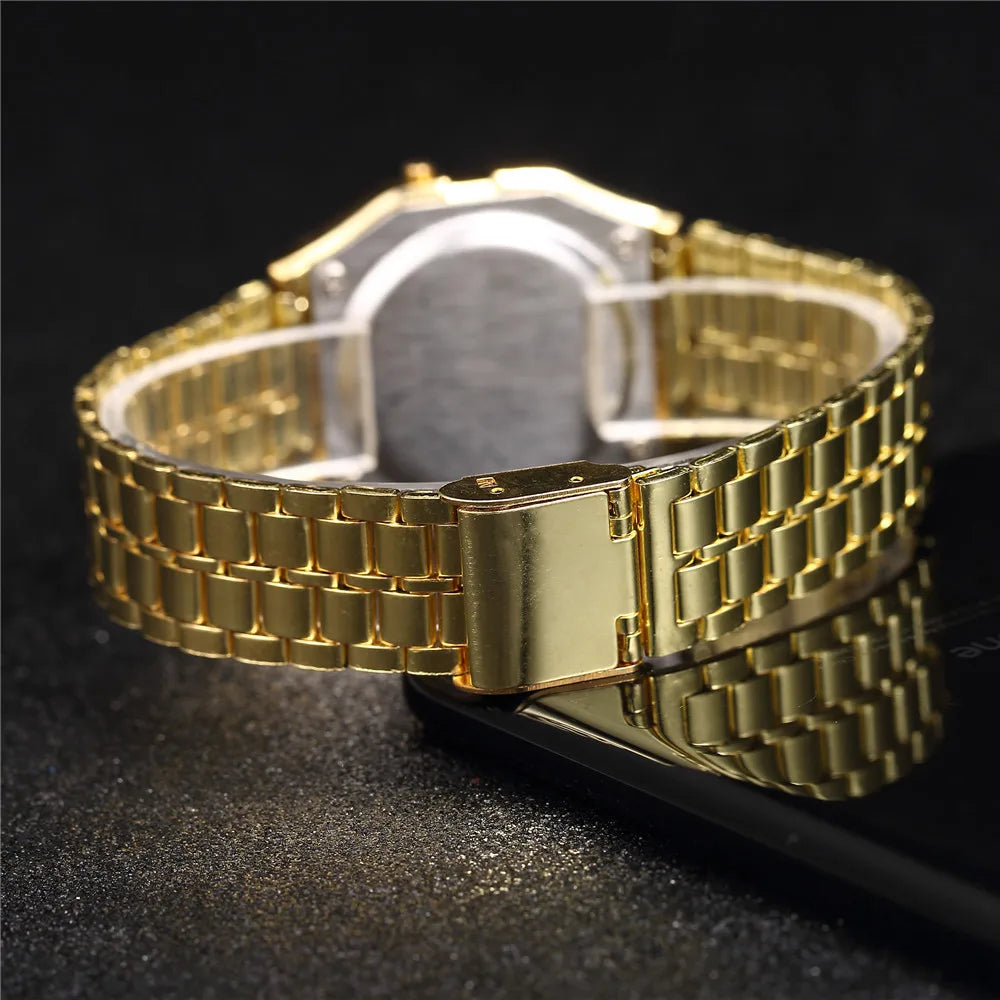 Montres numériques 2026 pour hommes, bracelet étanche, montre électronique LED dorée, montre-bracelet pour femmes, montre homme décontractée