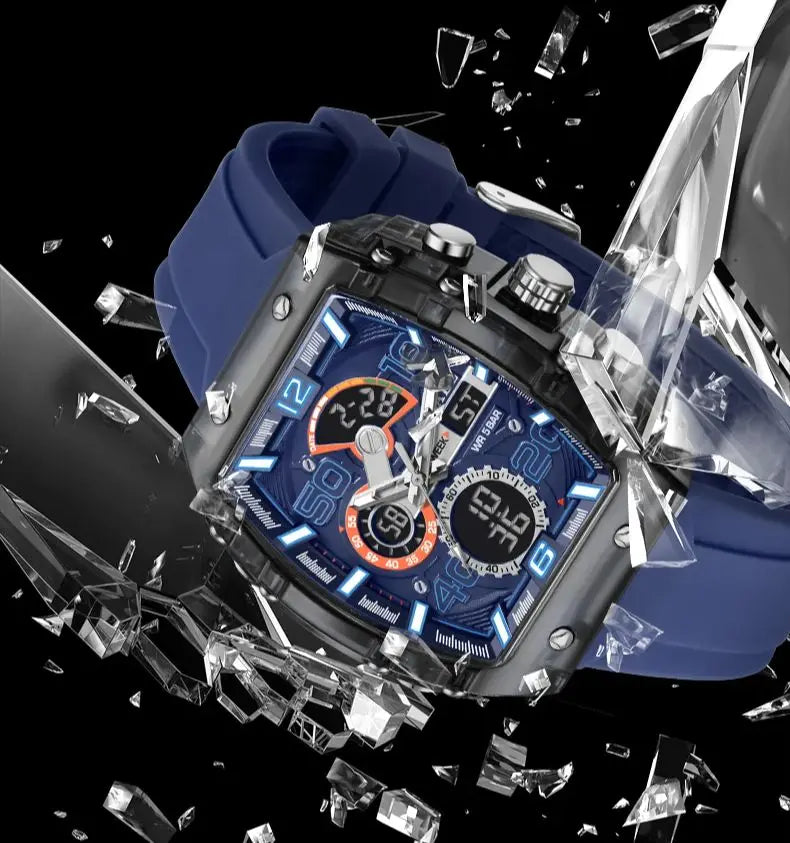 Montre électronique neuve, carrée, à double affichage, étanche, lumineuse, multicolore, pour homme