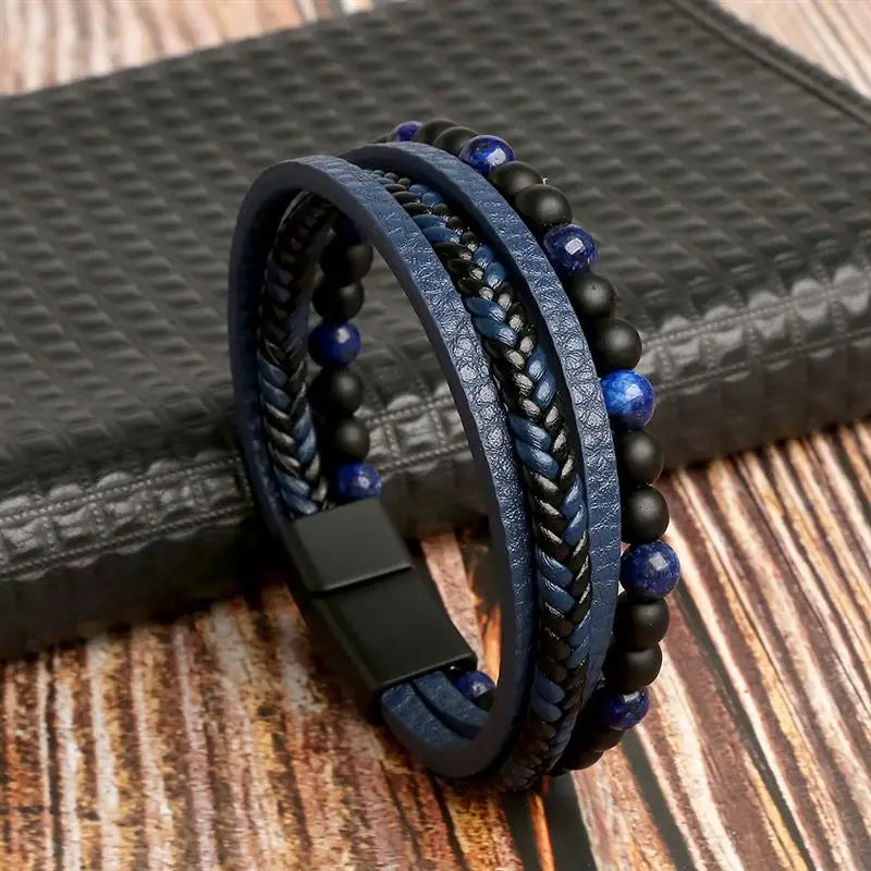 Bracelet classique en cuir pour homme Nouveau style tissé à la main Combinaison multicouche
Accessoire de mode, bijou pour homme