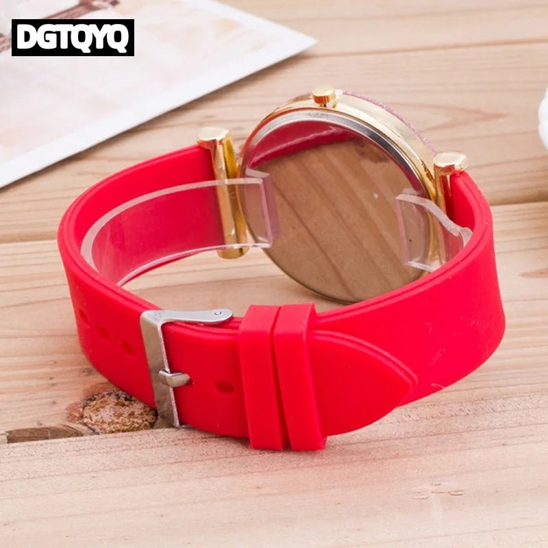Montre de luxe pour femme, bracelet en silicone avec diamants, montre à quartz numérique pour femme