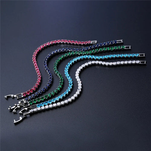 Bracelet de tennis de luxe glacé en cristal de zircone cubique de 4 mm pour femmes et hommes, couleur or et argent, bijou chaîne