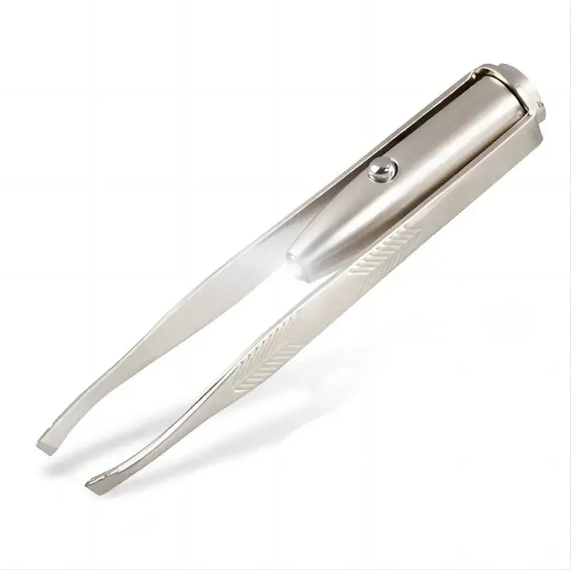 1 pince à épiler portable en acier inoxydable, design intelligent, avec lumière LED, outil de maquillage