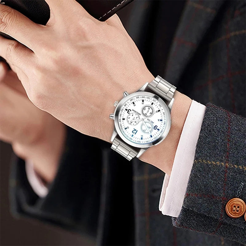 1/2PCS Montres d'affaires pour hommes Montre à quartz à bracelet en acier pour hommes avec bracelet (boîte non incluse)