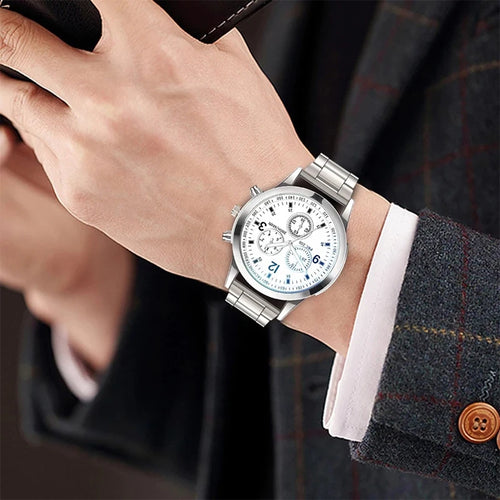 1/2PCS Montres d'affaires pour hommes Montre à quartz à bracelet en acier pour hommes avec bracelet (boîte non incluse)
