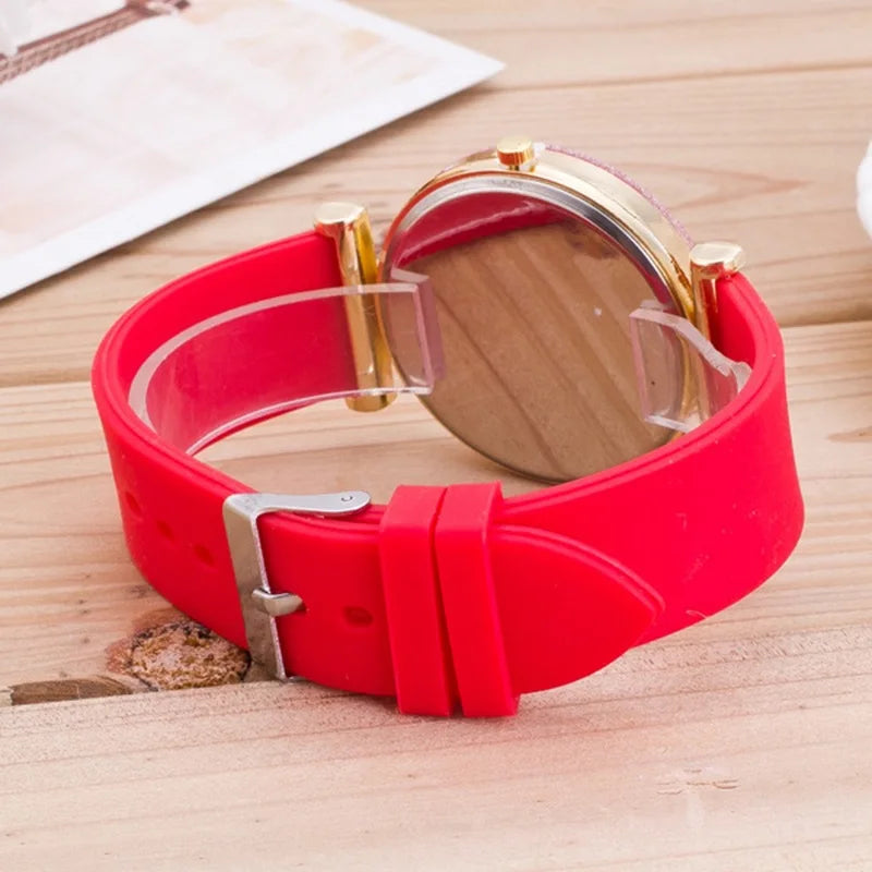 Montre de luxe pour femme, bracelet en silicone avec diamants, montre à quartz numérique pour femme
