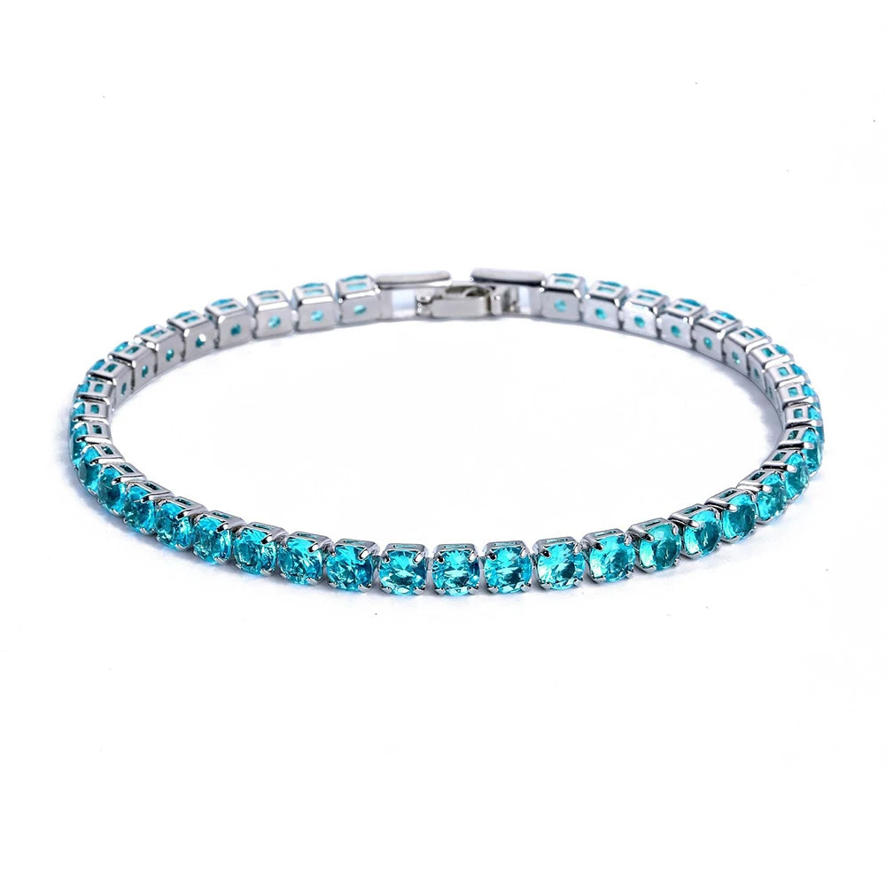 Bracelet de tennis de luxe glacé en cristal de zircone cubique de 4 mm pour femmes et hommes, couleur or et argent, bijou chaîne