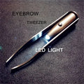 1 pince à épiler portable en acier inoxydable, design intelligent, avec lumière LED, outil de maquillage
