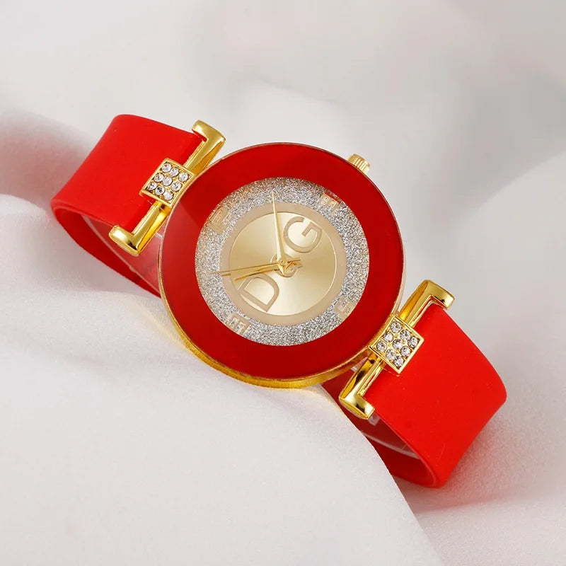 Montre de luxe pour femme, bracelet en silicone avec diamants, montre à quartz numérique pour femme