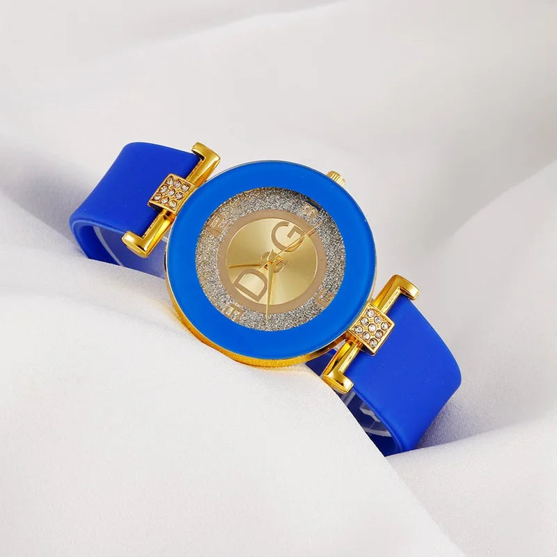 Montre de luxe pour femme, bracelet en silicone avec diamants, montre à quartz numérique pour femme