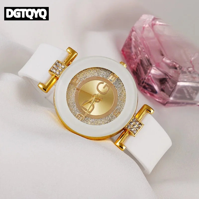 Montre de luxe pour femme, bracelet en silicone avec diamants, montre à quartz numérique pour femme