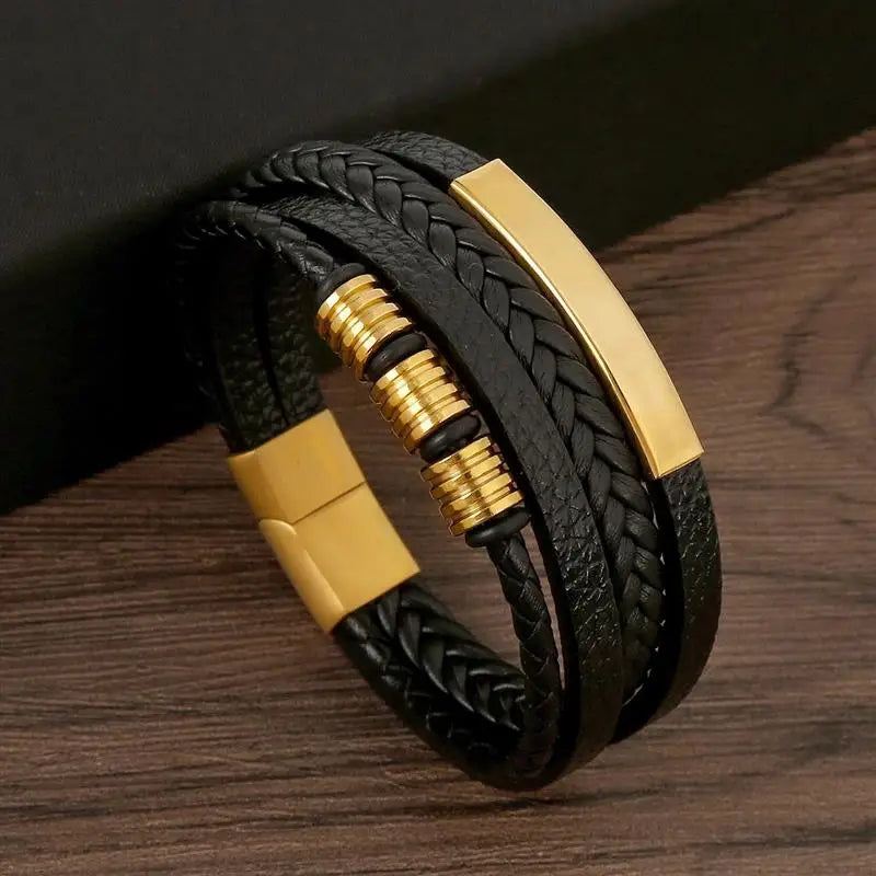 Bracelet classique en cuir pour homme Nouveau style tissé à la main Combinaison multicouche
Accessoire de mode, bijou pour homme